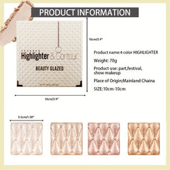 4 Highlighter Palette Glitter Shimmer Pearl for Brightening