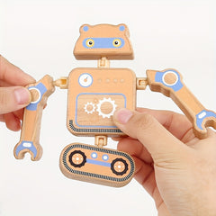 Wooden Snap Robots Toy Set for Kids 3+