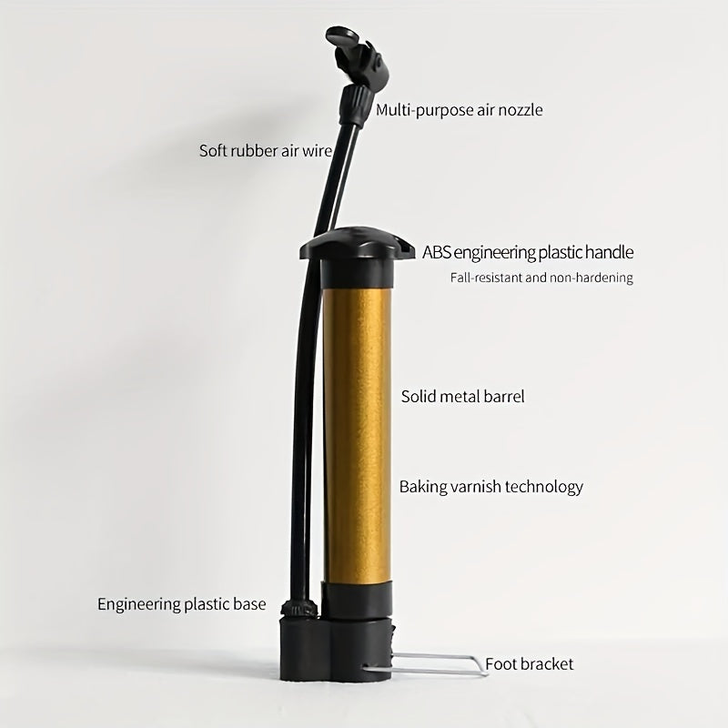 Portable Air Pump Set with Needles & Mesh Bag for Balls