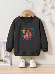 Cartoon Thumb Pattern Girls Casual Pullover Sweatshirt