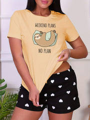 Cartoon Animal Short Sleeve Sleep Top