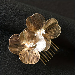 Golden Flower Hair Comb Vintage Headwear Wedding Hair Accessories