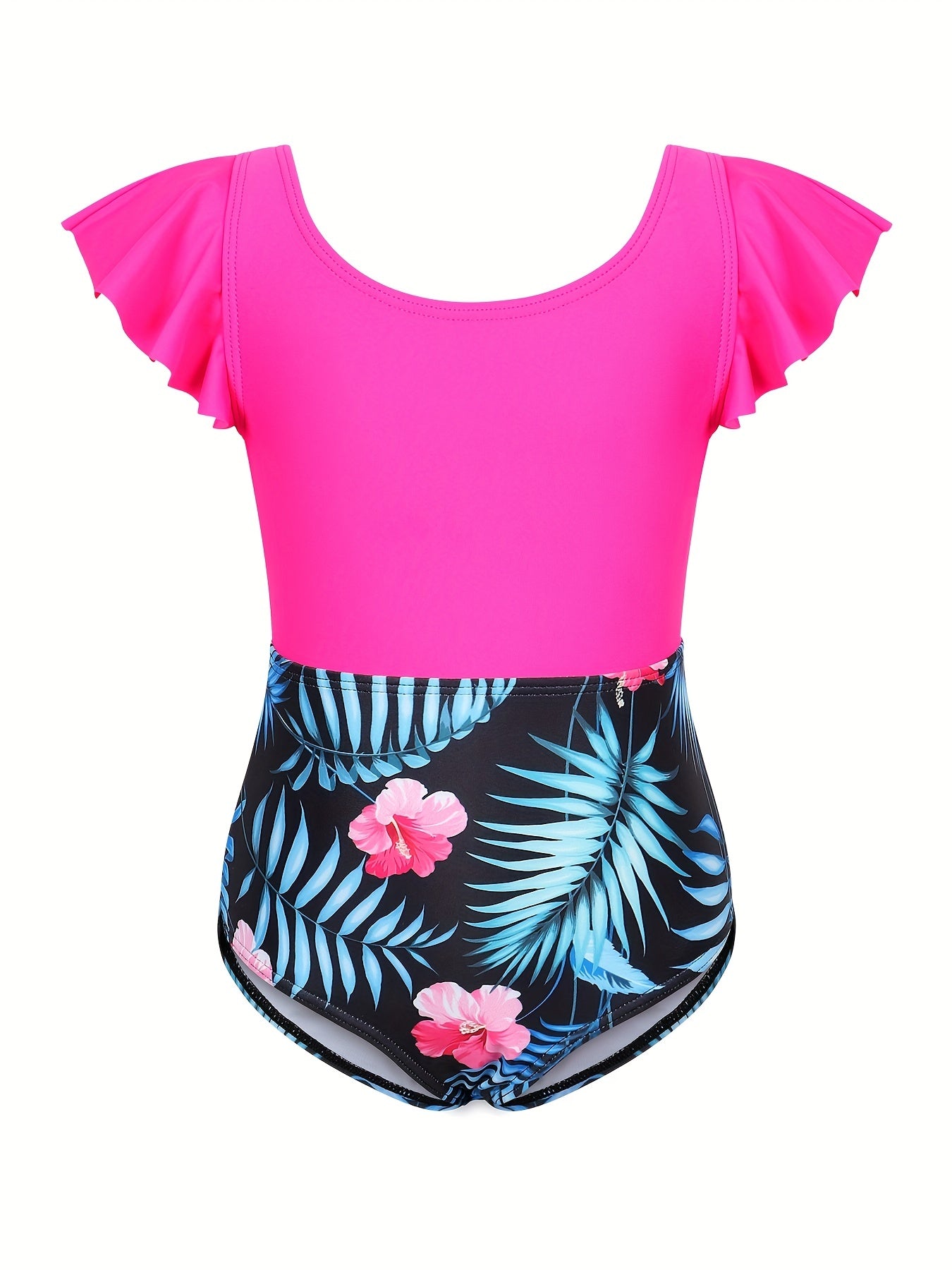 Toddler Girls Tropical Flowers One Piece Swimsuit