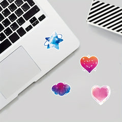 50 Watercolor Star & Moon Graffiti Painting Stickers for Journaling DIY Stickers