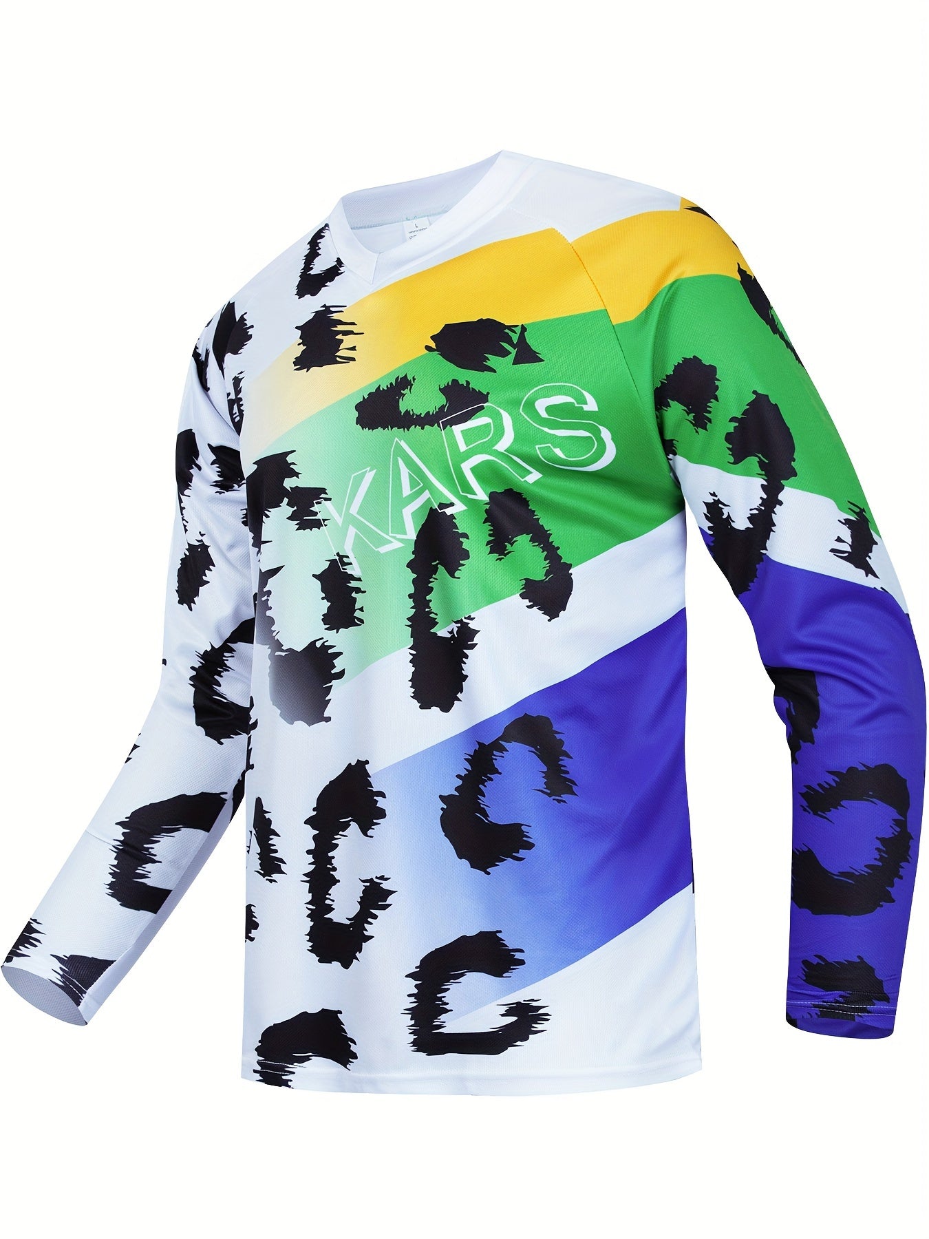 Men's Leopard Print V Neck Tee for Spring Fall
