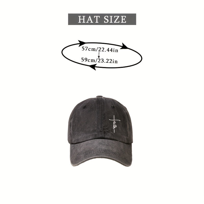 Faith Cross Embroidered Baseball Cap Distressed Unisex Dad Hat Sun Hats