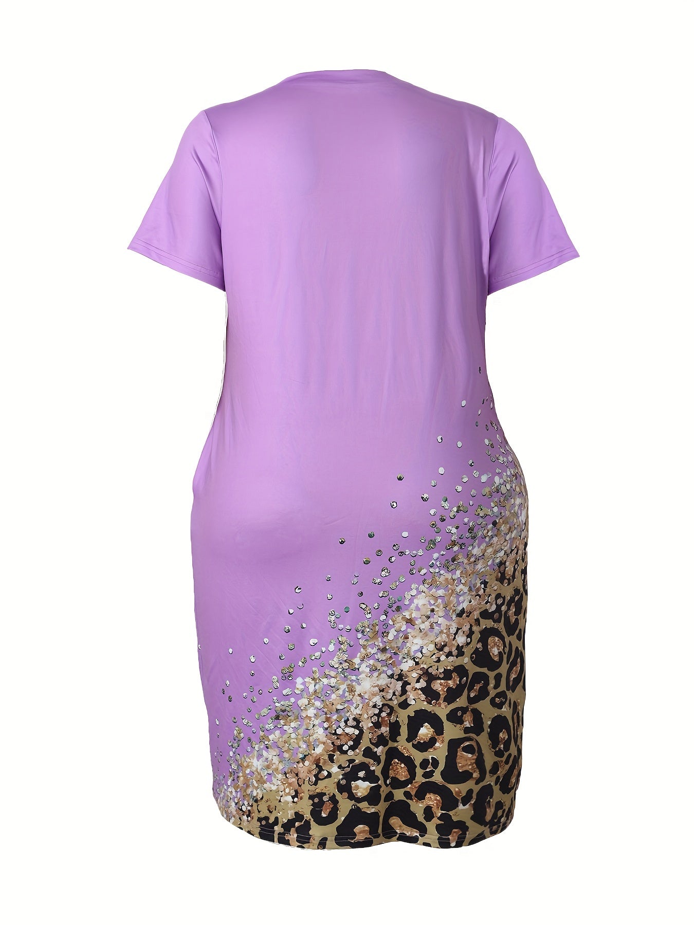 Colorblock Glitter Leopard Print Dress