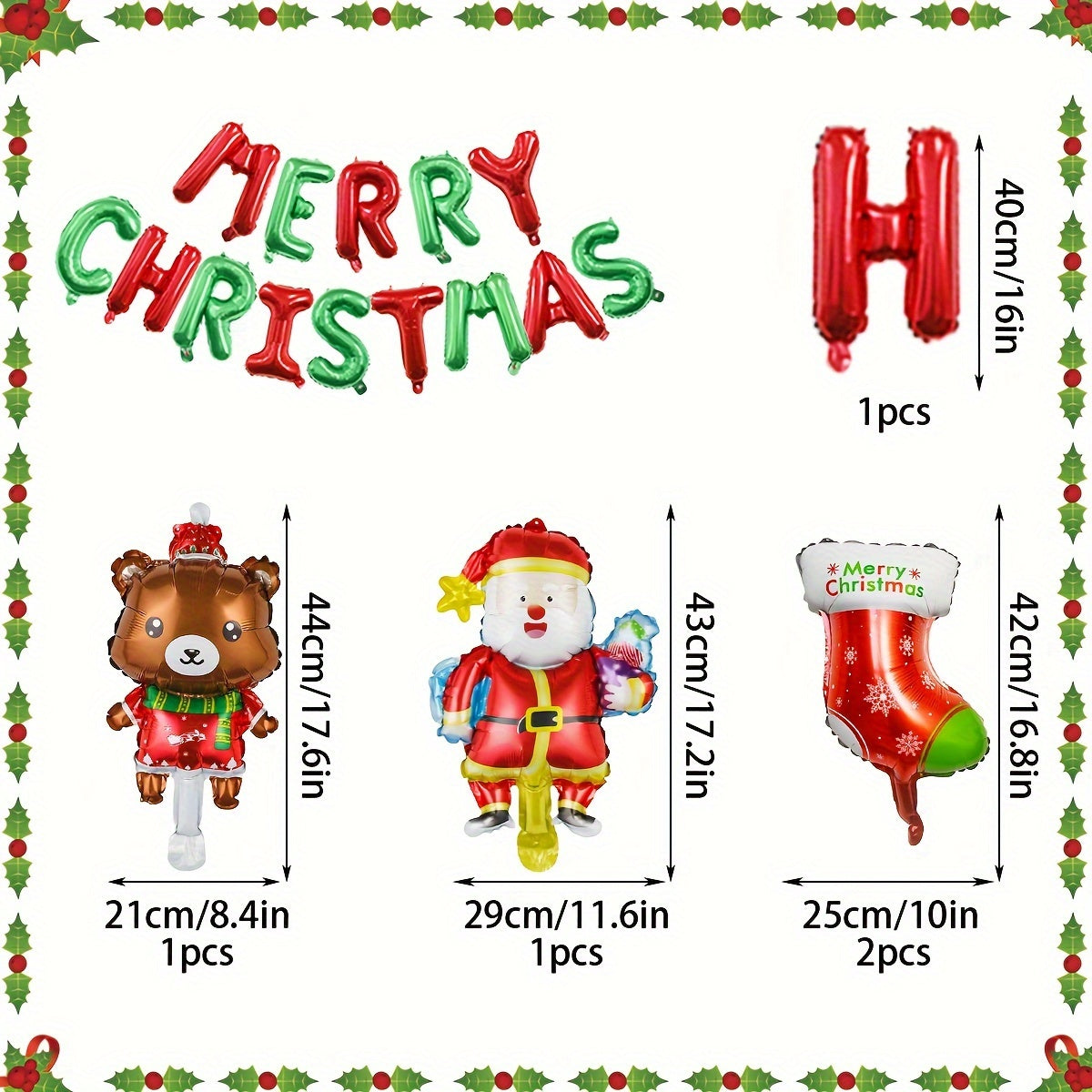 5pcs Christmas Letter Banner Mini Santa Claus Christmas Decoration Balloons