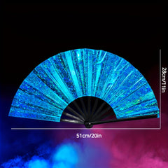 32cm Laser Folding Holographic Dance Party Fan Portable Summer Fan