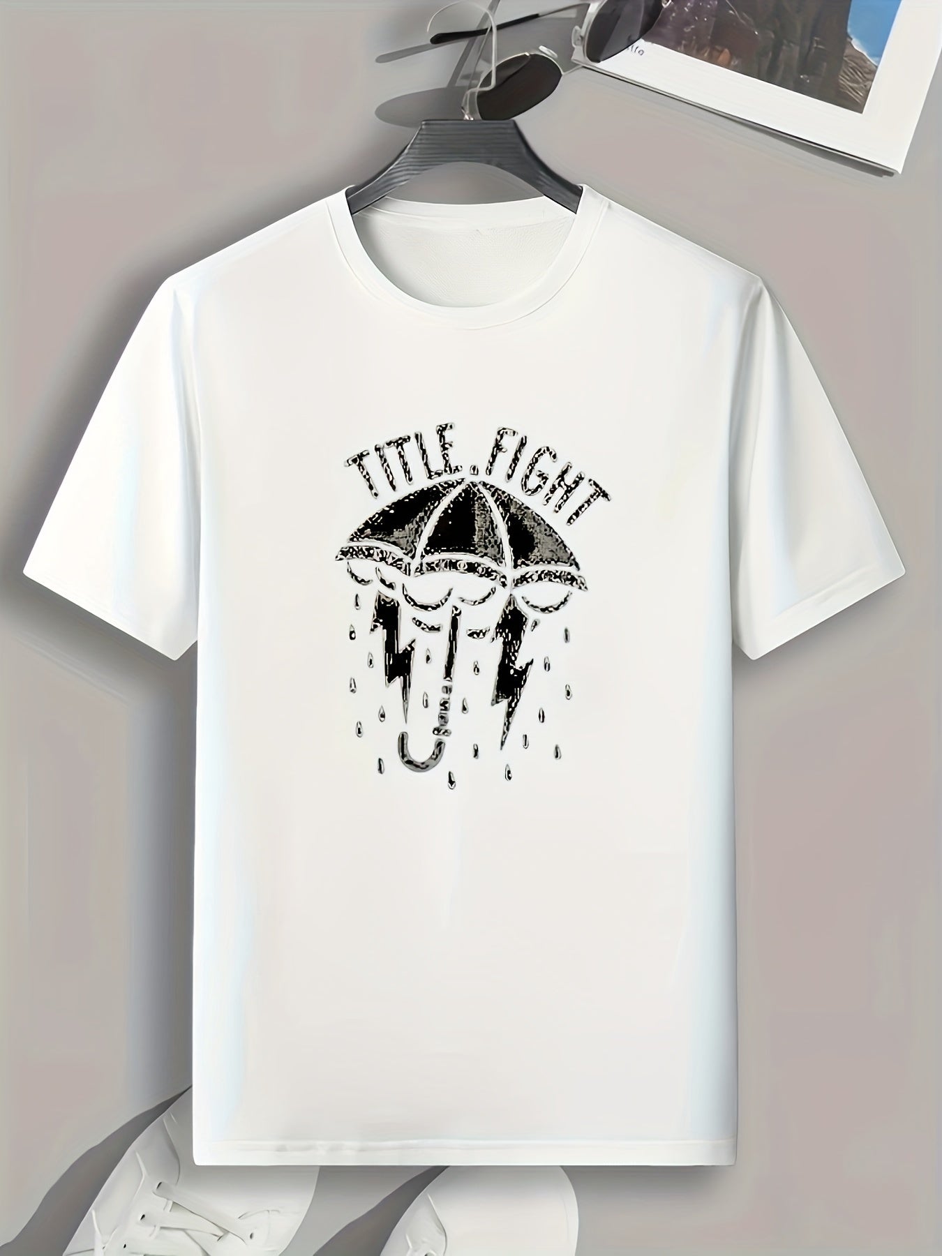 Men's Umbrella Print Graphic T-shirt for Summer