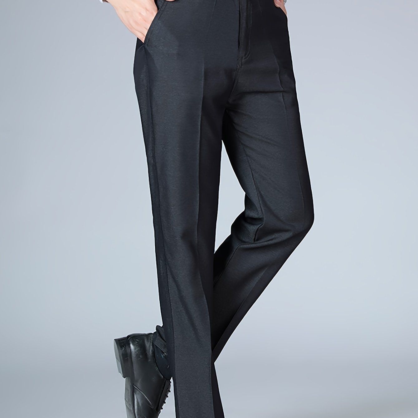 Men's Slim Fit Solid Dress Pants No Iron Formal Suit Trousers