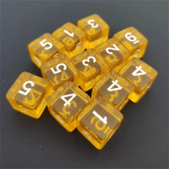 60pcs 16mm Transparent Digital Dice for Table Game and Collection