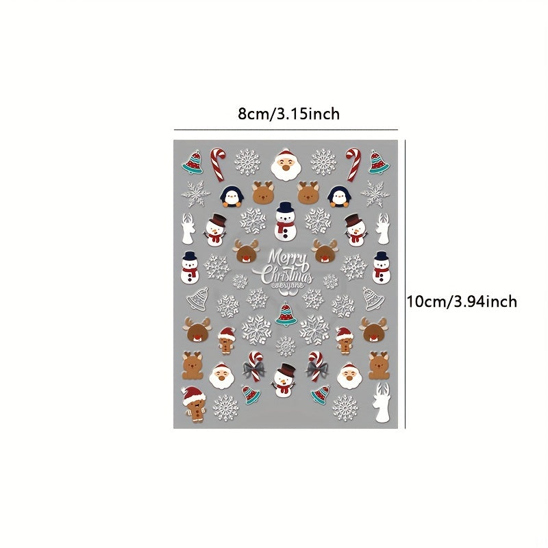 Christmas 5D Nail Stickers Santa Claus Fawn Socks Christmas Tree