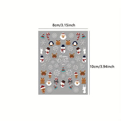 Christmas 5D Nail Stickers Santa Claus Fawn Socks Christmas Tree