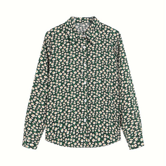 Women's Ditsy Print Button Up Blouse