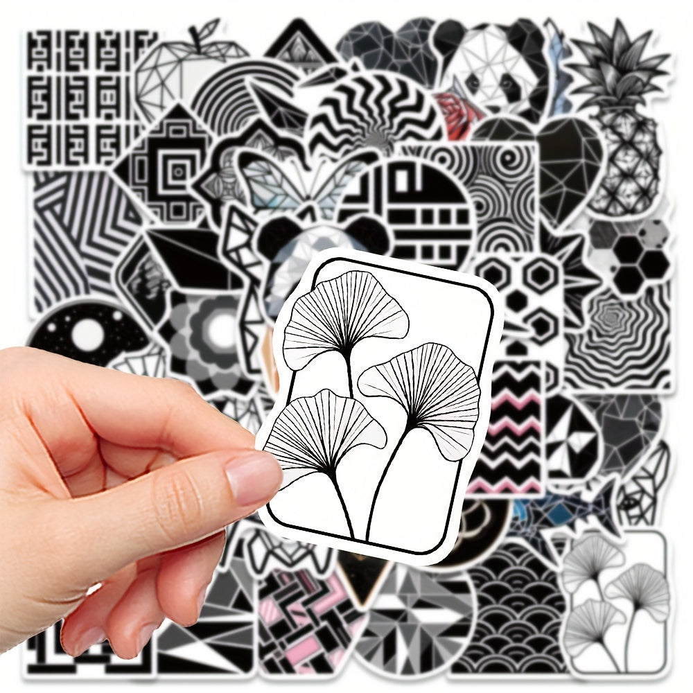50pcs Geometric Panda Stickers for Laptop Helmets Water Cup DIY P