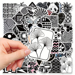50pcs Geometric Panda Stickers for Laptop Helmets Water Cup DIY P