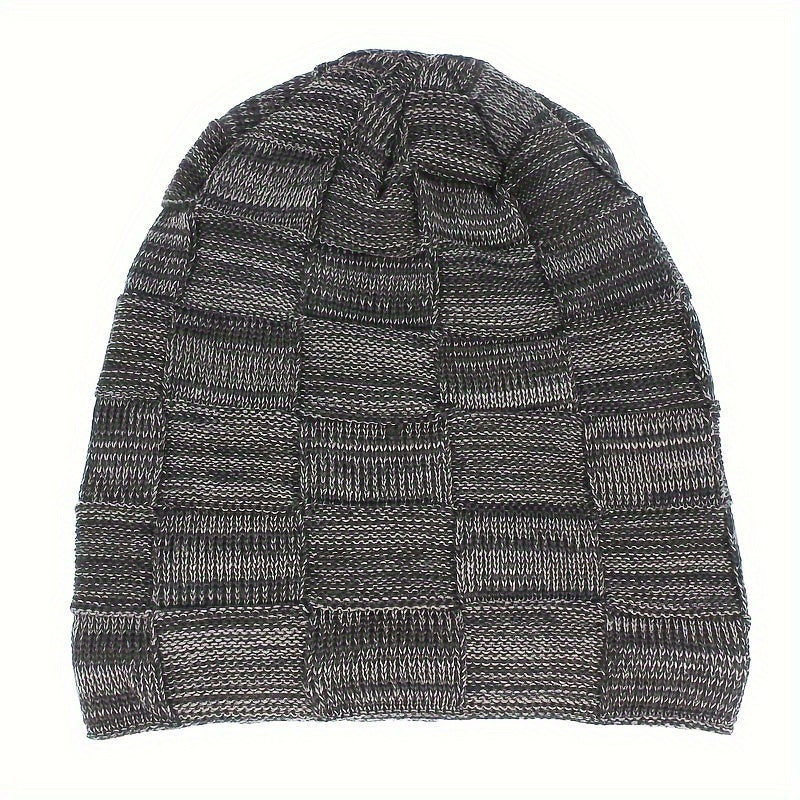 Men's Winter Warm Velvet Lined Knitted Hat Outdoor Beanie Cap