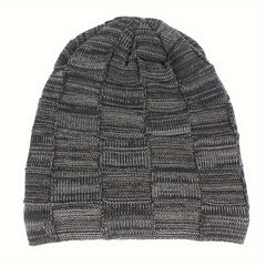 Men's Winter Warm Velvet Lined Knitted Hat Outdoor Beanie Cap