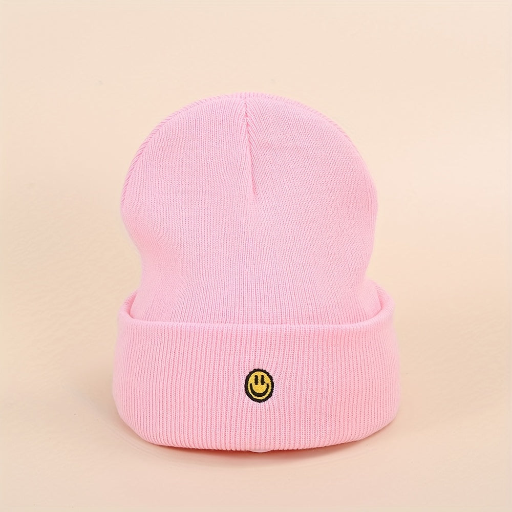 Sport Knit Beanie Hat with Smile Embroidered Warm Ski Cold Hat