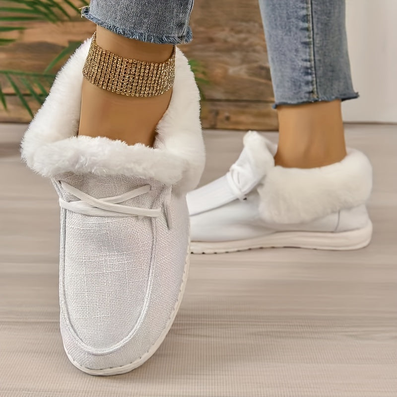 Women's Faux Fur Lined Board Shoes Warm Non-slip Walking Shoes
