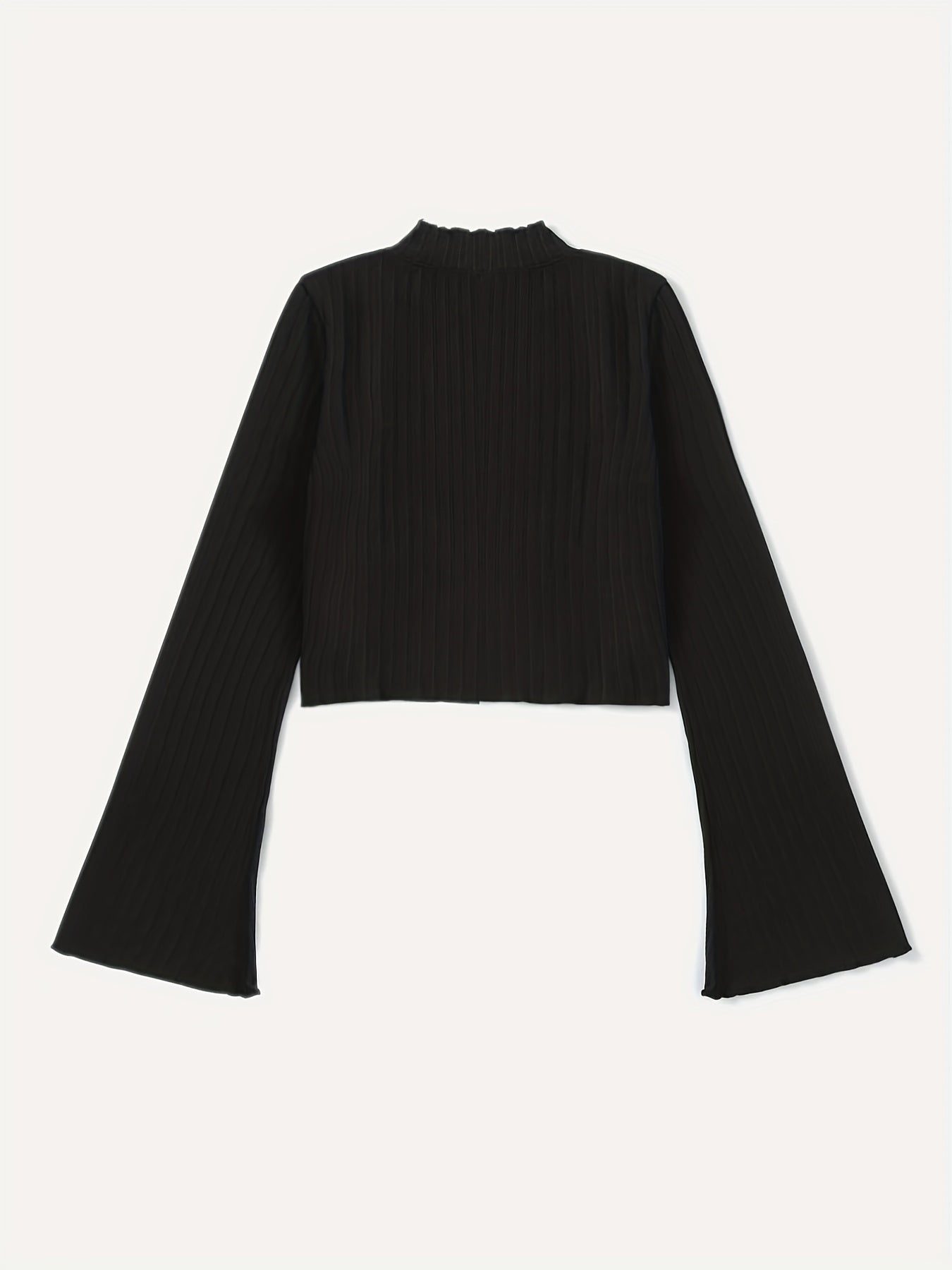 Girls' Ribbed Flared Long Sleeve Top Stretchy Base Tee
