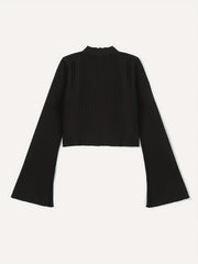 Girls' Ribbed Flared Long Sleeve Top Stretchy Base Tee