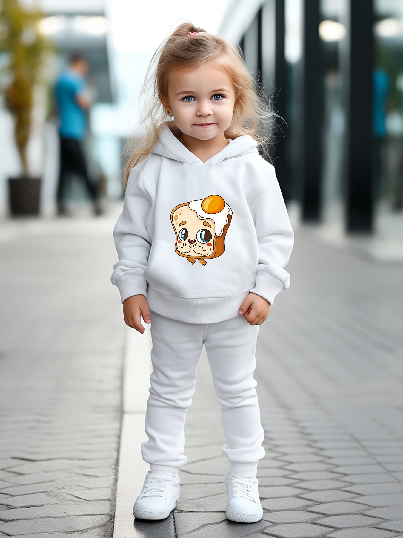 OERYUI Kids 2pcs Activewear Set Bread Print Hoodies Pants Spring Fall Sports
