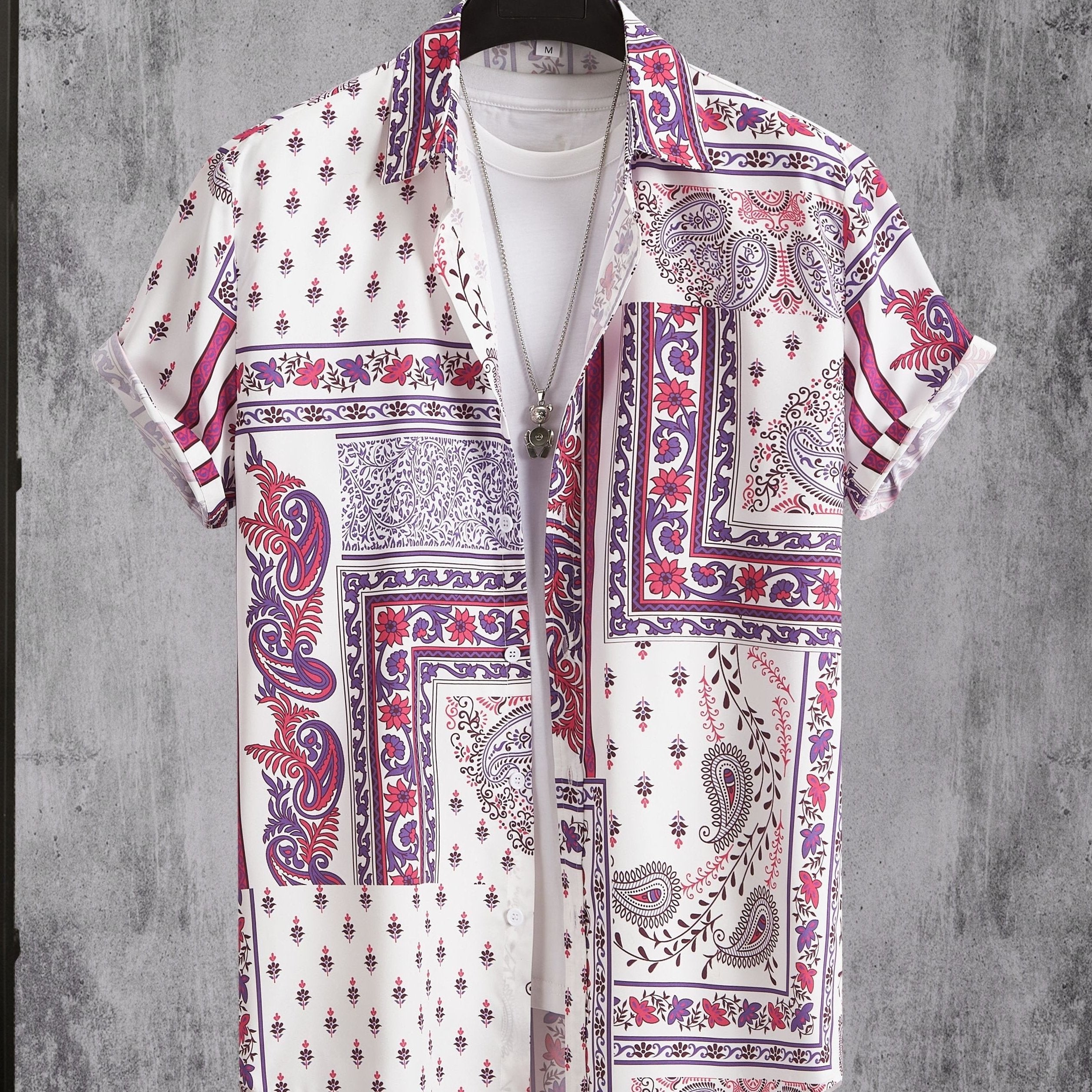 Bohemian Paisley Men's Short Sleeve Shirt