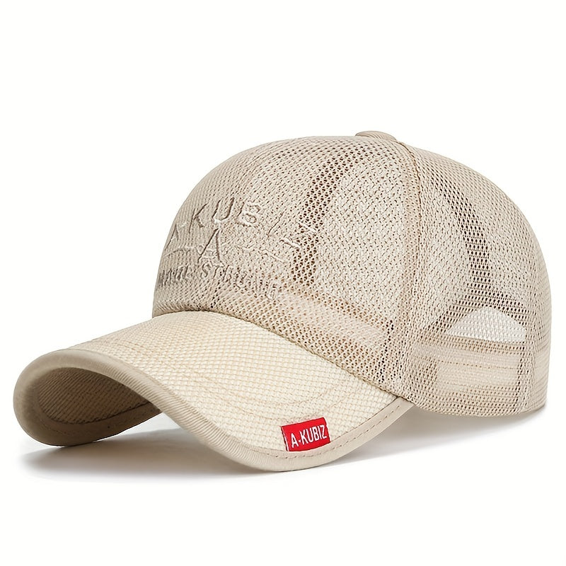 Men's Mesh Baseball Cap Breathable Dad Hat Outdoor Fishing Snapback Trucker Cap