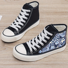 Girls High Top Floral Skate Shoes with Plush Lining