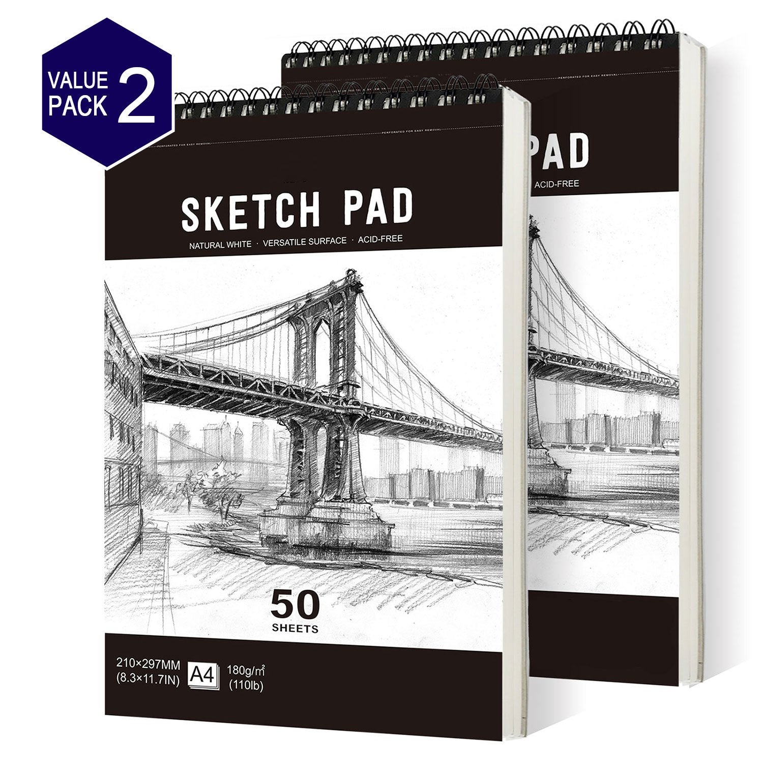 High Sketchbook 180gsm Thick Paper 100 Pages Spiral Bound