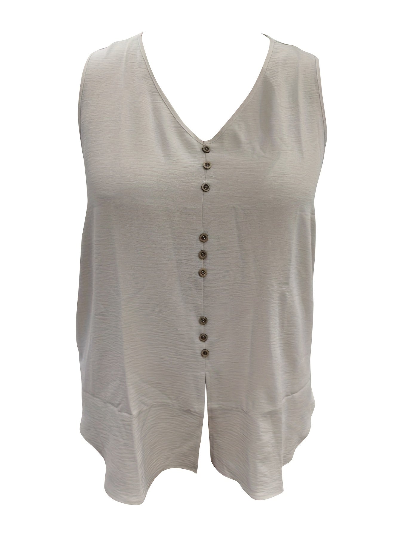 Solid Button Split Tank Top & Pants Outfit Set
