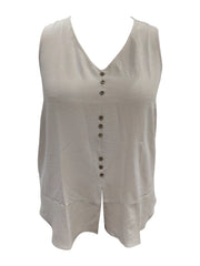 Solid Button Split Tank Top & Pants Outfit Set
