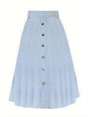 Women's Plus Plaid Print High Rise A line Maxi Skirt