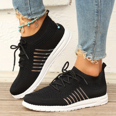 Women's Breathable Mesh Sneakers Lace Up Outdoor Shoes Lightweight Walking Shoes