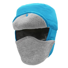Kids Fleece Warm Waterproof Hat With Detachable Face Mask And Earflap