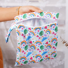 Colorful Rainbow & Leaf Wet Dry Bag Zippered Storage Pouch Durable Polyester