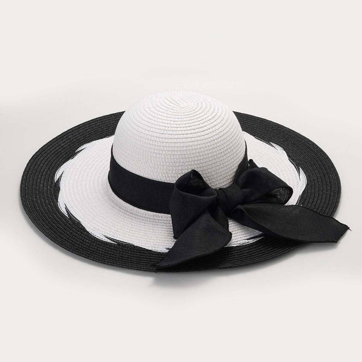 Women Bow Straw Hat Big Brim Summer Beach Sun Hat