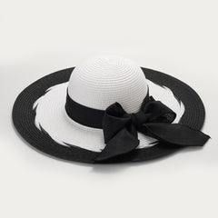 Women Bow Straw Hat Big Brim Summer Beach Sun Hat