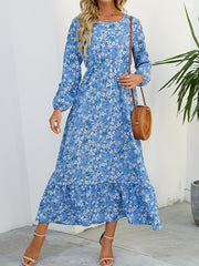 Floral Print Long Sleeve Dress for Spring & Fall
