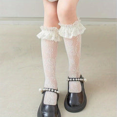 Girls Ruffled Lace High Socks Princess Cosplay Dress Accessories