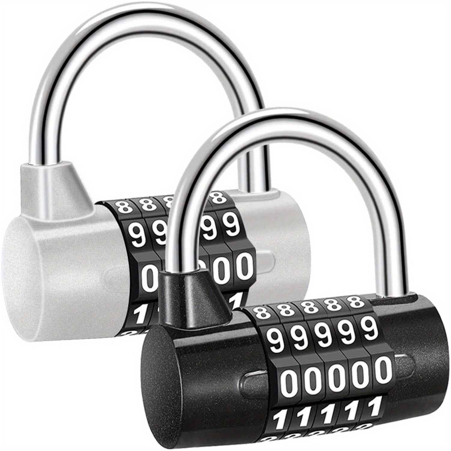 5 Digit Combination Lock 2 Pack, Padlock with 2 Combination Locks