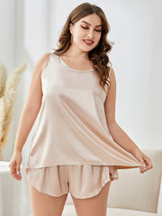 Satin Cami Tops & Shorts Pajama Set Women Plus Comfort Sleepwear
