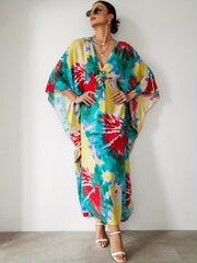 Boho Tie Dye Batwing Beach Cover Up