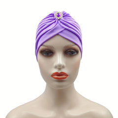 Artificial Gemstone Decor Turban Cap Hijab Hat Head Wrap Chemo Beanie