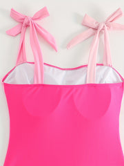 Colorblock Tie Shoulder One Piece Swimsuit
