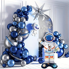 Inflatable Astronaut Rocket Balloon Happy Birthday Decor