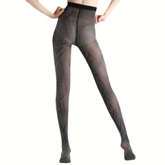 2 Pack Geometric Pattern High Waist Footed Pantyhose Women's Stockings