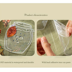 40pcs Transparent PET Jar Flower Fairy Stickers Decals Vintage Waterproof Bulk